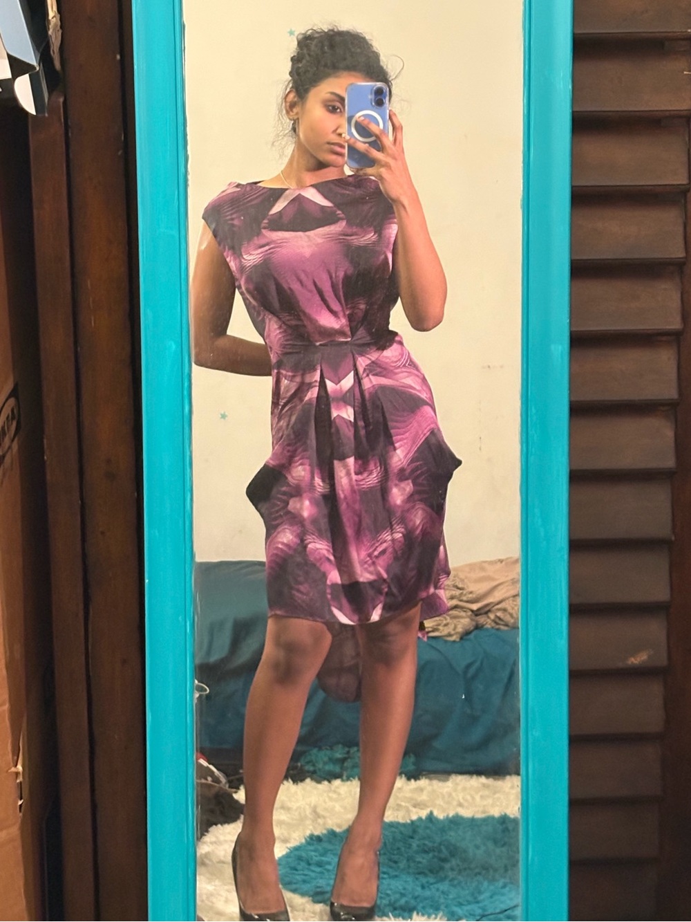 Jean Pierre Purple Swirl High-Low Dress